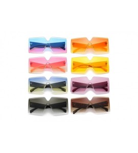 Square Oversized Square Sunglasses for Women Rimless Frame Candy Color Transparent Glasses - Blue-pink - CW18INU8ET9 $25.01