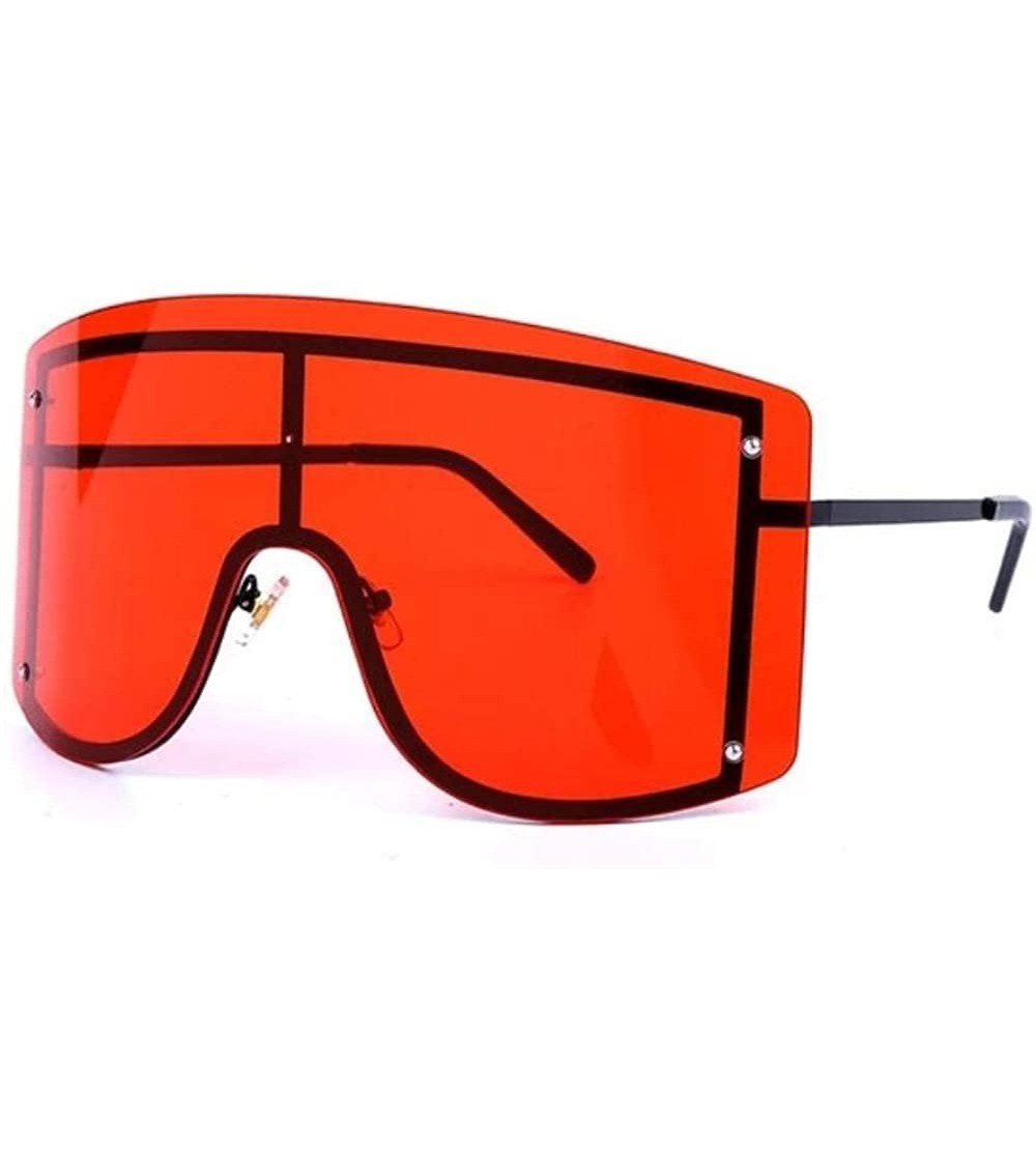 Goggle Oversized Rimless Gradient Shield Sunglasses - Futuristic Shades - Red - C318Y4S684O $22.57