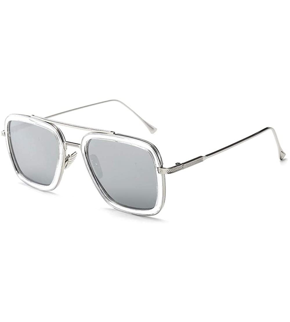 Square Sunglasses sunglasses Europe and the United States square men's flat mirror sunglasses sunglasses - CX18WWKHU9Y $60.81