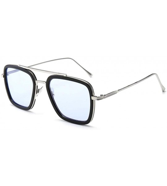 Square Sunglasses sunglasses Europe and the United States square men's flat mirror sunglasses sunglasses - CX18WWKHU9Y $60.81