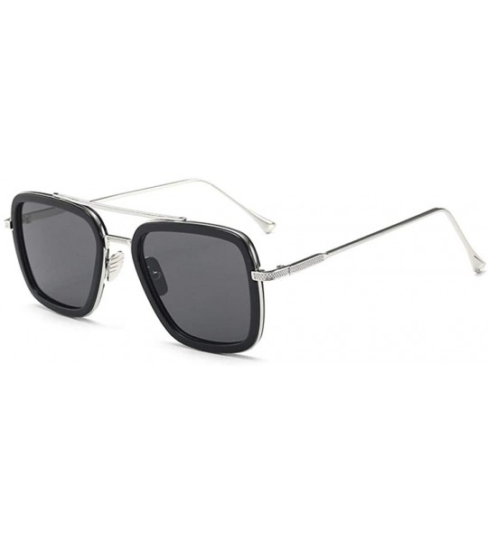 Square Sunglasses sunglasses Europe and the United States square men's flat mirror sunglasses sunglasses - CX18WWKHU9Y $60.81