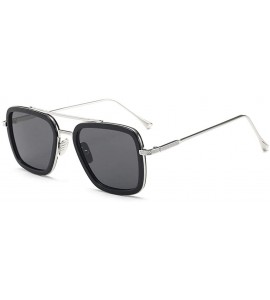 Square Sunglasses sunglasses Europe and the United States square men's flat mirror sunglasses sunglasses - CX18WWKHU9Y $60.81