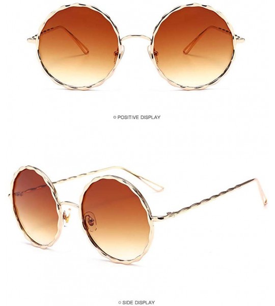 Semi-rimless Round Oversized Sunglasses for Women Diamond Classic UV400 Shades - Coffee - C318NQ64ZOG $17.01