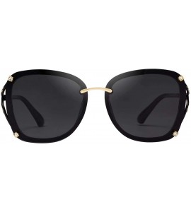 Oversized Womens Fashion Oversize Diamond Decoration Metal Carved Sunglasses for Women 406 - Black - CL18R3R7LDA $33.33