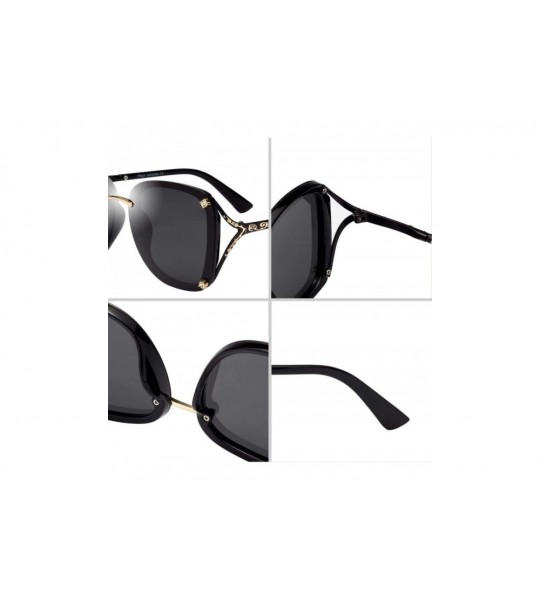 Oversized Womens Fashion Oversize Diamond Decoration Metal Carved Sunglasses for Women 406 - Black - CL18R3R7LDA $33.33