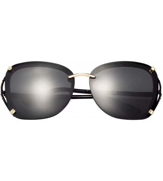 Oversized Womens Fashion Oversize Diamond Decoration Metal Carved Sunglasses for Women 406 - Black - CL18R3R7LDA $33.33