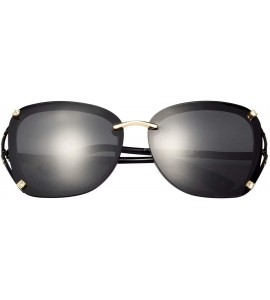 Oversized Womens Fashion Oversize Diamond Decoration Metal Carved Sunglasses for Women 406 - Black - CL18R3R7LDA $33.33