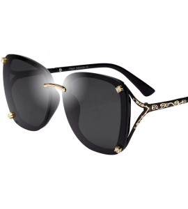 Oversized Womens Fashion Oversize Diamond Decoration Metal Carved Sunglasses for Women 406 - Black - CL18R3R7LDA $33.33