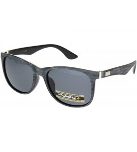 Rectangular Polarized Mens Elegant Mod Horn Rim Designer Fashion Sunglasses - Grey Wood Grain Black - CG18OK8ICNH $23.25