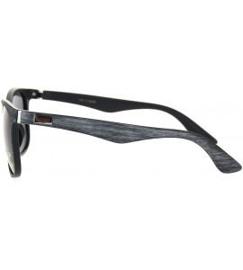 Rectangular Polarized Mens Elegant Mod Horn Rim Designer Fashion Sunglasses - Grey Wood Grain Black - CG18OK8ICNH $23.25