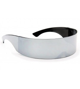 Wrap Futuristic Shield Sunglasses Monoblock Cyclops 100% UV400 - Silver Mirror - CI11NXAAZQX $21.09