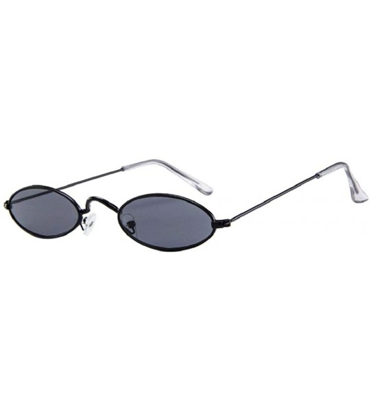 Oval Fashion Mens Womens Retro Small Oval Sunglasses Metal Frame Shades Eyewear - A - CV18S2YO3DU $14.63