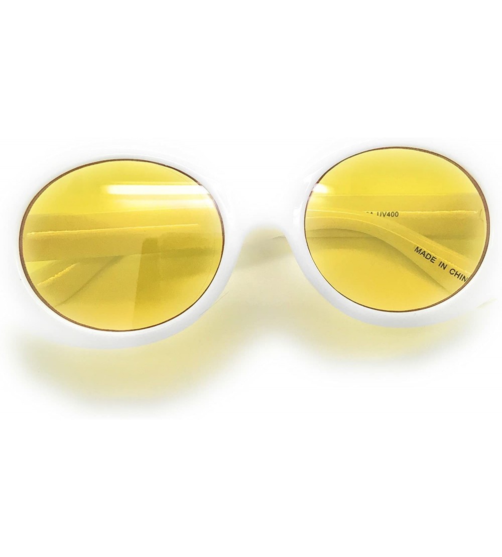 Oval Clout Goggles Oval Mod Retro Vintage Kurt Cobain Inspired Round Lens Sunglasses - White/Yellow - C6185RWRR45 $17.99
