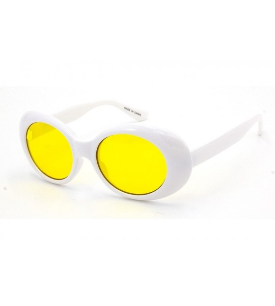 Oval Clout Goggles Oval Mod Retro Vintage Kurt Cobain Inspired Round Lens Sunglasses - White/Yellow - C6185RWRR45 $17.99