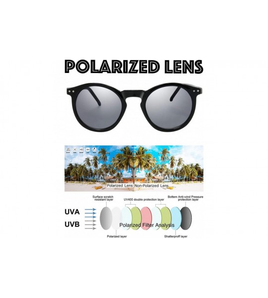 Round Polarized Sunglasses for Women Vintage Retro Round Lens - Pillow Box Package - 1-black - C718T96TOQ9 $23.95