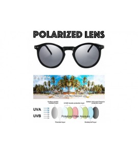 Round Polarized Sunglasses for Women Vintage Retro Round Lens - Pillow Box Package - 1-black - C718T96TOQ9 $23.95