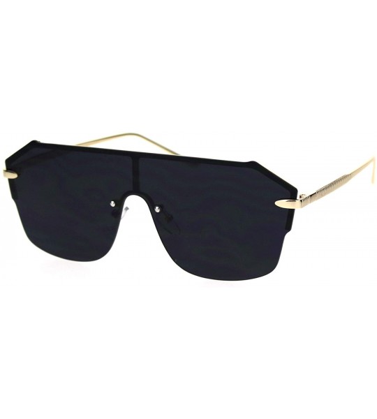 Rimless Robotic Rimless Shield Futuristic Luxury Hip Hop Sunglasses - Gold Smoke - CJ18S7UXLUR $27.10