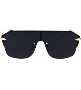 Rimless Robotic Rimless Shield Futuristic Luxury Hip Hop Sunglasses - Gold Smoke - CJ18S7UXLUR $27.10