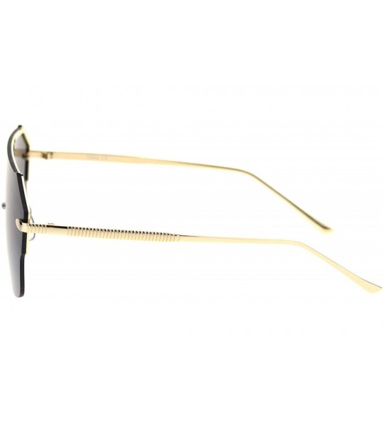 Rimless Robotic Rimless Shield Futuristic Luxury Hip Hop Sunglasses - Gold Smoke - CJ18S7UXLUR $27.10