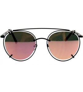 Aviator Pink Mirrored Lens Sunglasses Vintage Retro Fashion Round Aviator UV 400 - Black - CL187HY75RN $24.37