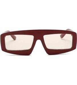 Rectangular Women Retro Vintage Futuristic Flat Lens Rectangular Sunglasses - Maroon - CN18I5YNKUK $18.61