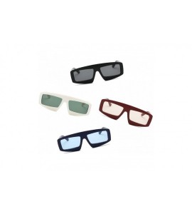 Rectangular Women Retro Vintage Futuristic Flat Lens Rectangular Sunglasses - Maroon - CN18I5YNKUK $18.61