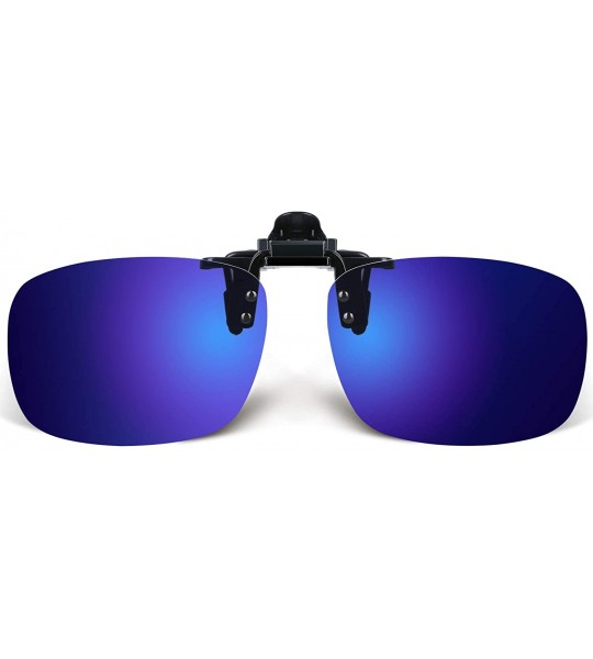 Aviator Unisex Polarized Clip-on Flip up Sunglasses Plastic Lenses Glasses Sports Driving Fishing Cycling Outdoor - Blue - CZ...