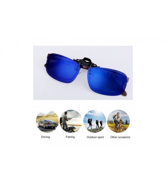 Aviator Unisex Polarized Clip-on Flip up Sunglasses Plastic Lenses Glasses Sports Driving Fishing Cycling Outdoor - Blue - CZ...