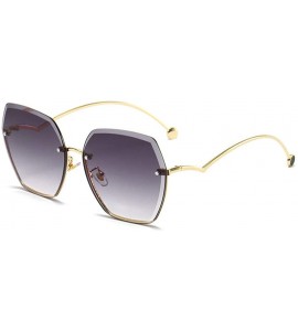 Rimless Rimless Edge Polygon Women's Large Frame to Curved Foot Sunglasses - 1 - CL198R4YOXO $54.89