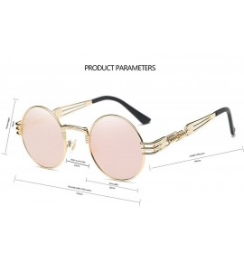 Round Round Steampunk Sunglasses Vintage Metal Frame Glasses for Men And Women 42mm Mirrored Lens Pink - CS182Y9ZKOR $22.79