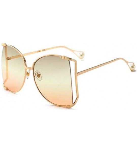 Sport Fashion Ocean Piece Sunglasses Metal Cut Edge Lady Pearl Personality Glasses - 2 - CM190HCTW8Y $58.94