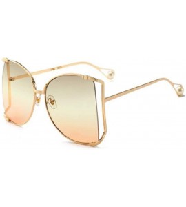 Sport Fashion Ocean Piece Sunglasses Metal Cut Edge Lady Pearl Personality Glasses - 2 - CM190HCTW8Y $58.94