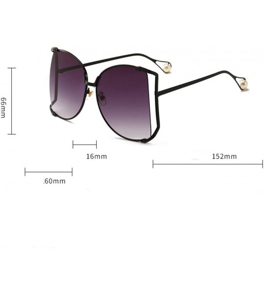 Sport Fashion Ocean Piece Sunglasses Metal Cut Edge Lady Pearl Personality Glasses - 2 - CM190HCTW8Y $58.94