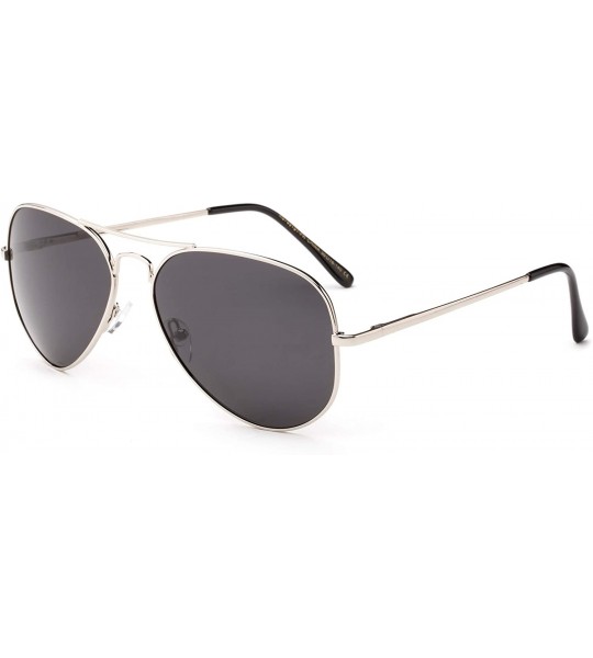 Aviator Polarized Aviator Sunglasses Mirrored Lens Classic Aviator Polarized Sunglasses Small - Silver/Smoke - CZ18I65YUTI $1...