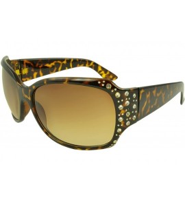 Oval Rosen Rhinestone Oval Fashion Sunglasses - Leopard - CS11KZJ256Z $18.63