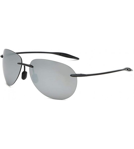 Aviator Rimless Polarized Sunglasses For Men Women Ultralight TR90 Frame - Black - CA18SQ9W88U $50.93