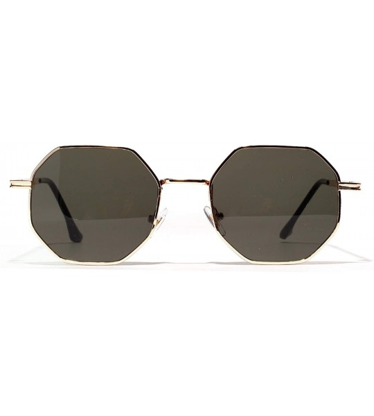 Square Women Vintage Sunglasses Men Metal Gold Green Brown 2019 Male Octagonal Sun Glasses Ladies Polygon Uv400 - CZ199C6EATL...