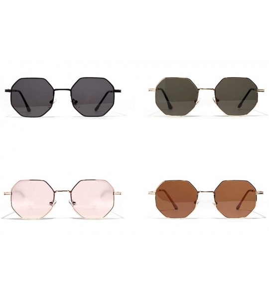 Square Women Vintage Sunglasses Men Metal Gold Green Brown 2019 Male Octagonal Sun Glasses Ladies Polygon Uv400 - CZ199C6EATL...