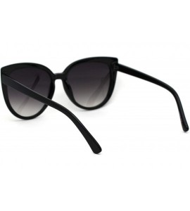 Cat Eye Womens Glitter Trim Oversize Cat Eye Mod Plastic Sunglasses - Black Gunmetal Smoke - CE18WTM4I0A $23.03