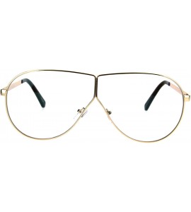 Oversized Mens Oversize Clear Lens Metal Rim Shield Pilots Eye Glasses - Gold - C9185KL74T2 $22.13