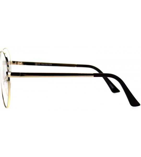 Oversized Mens Oversize Clear Lens Metal Rim Shield Pilots Eye Glasses - Gold - C9185KL74T2 $22.13