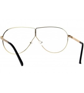 Oversized Mens Oversize Clear Lens Metal Rim Shield Pilots Eye Glasses - Gold - C9185KL74T2 $22.13