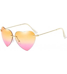 Round Vintage Sunglasses- Retro Love Ocean Piece Street Beat Peach Heart Shaped Sunglasses - E - CH18RUR6AW8 $14.43