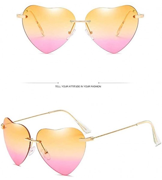 Round Vintage Sunglasses- Retro Love Ocean Piece Street Beat Peach Heart Shaped Sunglasses - E - CH18RUR6AW8 $14.43