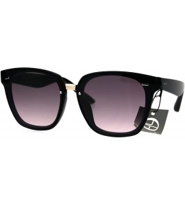 Rectangular Mens Luxury Designer Fashion Horned Panel Lens Sunglasses - Black Smoke - C318694C4UL $17.91