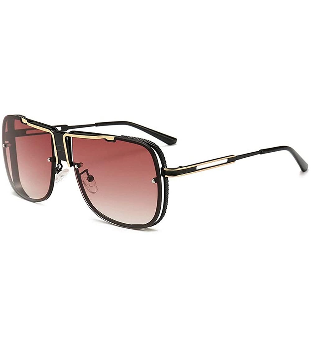 Square Square Men's Metal Frame Gold 2019 Designer Sunglasses Men's Driving Sunglasses - Red - C118ST3850C $25.13