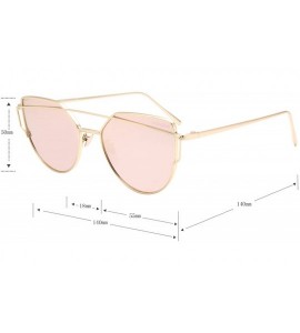 Aviator Cat Eye Sunglasses for Women Mirrored Metal Aviator Glasses LS7805 - Pink - C918D2ZN6IR $29.51