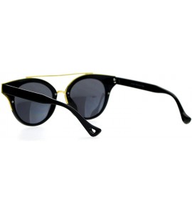 Butterfly Womens Fashion Sunglasses Top Bar Round Cateye Butterfly Frame Mirror Lens - Black (Gold Mirror) - CQ1882XASEL $22.92