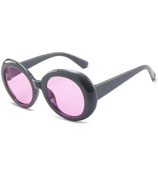 Goggle Round Oval Sunglasses Mod Style Retro Thick Frame Fashion eyewear - Gray Purple - CF189U7E3Y9 $34.41