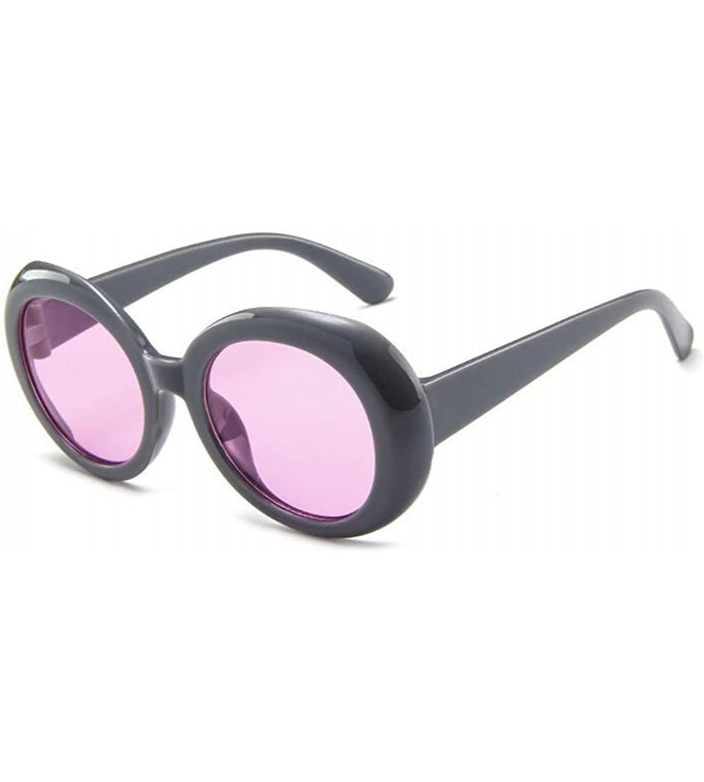 Goggle Round Oval Sunglasses Mod Style Retro Thick Frame Fashion eyewear - Gray Purple - CF189U7E3Y9 $34.41